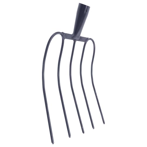 Kichvoe Metal Garden Fork and Iron Manure Fork for Farming and Gardening, 5-Tine Solid Handheld Agricultural Fork, Household Grass and Manure Tool for Rural Outdoor Use