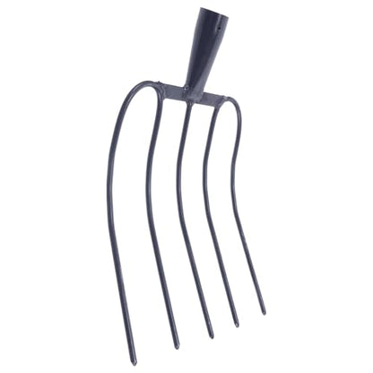 Veemoon Handheld Manure Fork Iron Farming Fork for Garden and Ranch Use with Five Solid Tines Sturdy Agricultural Tool for Outdoor Farm and Stall Cleanup