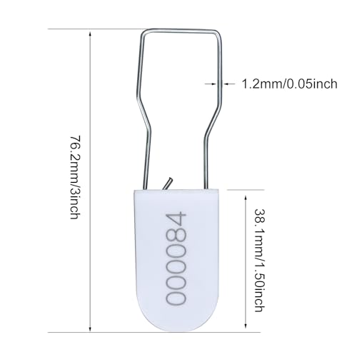Plastic Padlock Security Seals with Metal Wire Numbered Anti Tamper Tag (500, White)