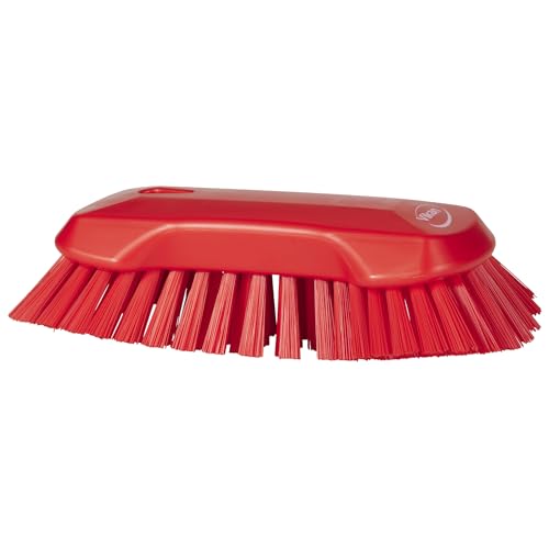 Vikan 38944 Extra Large Hand Brush, Multifunctional, Slip-Resistant Cleaning Tool, Extra Stiff Polypropylene & Polyester Bristle, 9.1", Red - color: Red