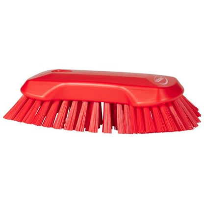 Vikan 38944 Extra Large Hand Brush, Multifunctional, Slip-Resistant Cleaning Tool, Extra Stiff Polypropylene & Polyester Bristle, 9.1", Red - color: Red