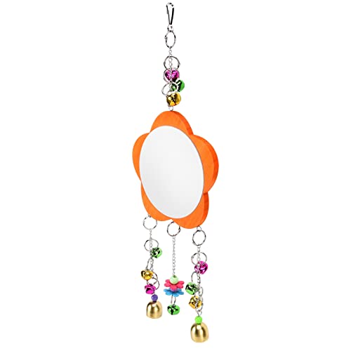 GLOGLOW Nan Chicken Mirror Toys, Wooden Hanging Swing Mirror for Chickens and Parrots Poultry and Livestock Supplies