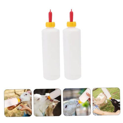2sets Replaceable Lamb Feeding Bottle Goat Milk Bottle Sturdy Livestock Milk Feeders Easy Cleaning