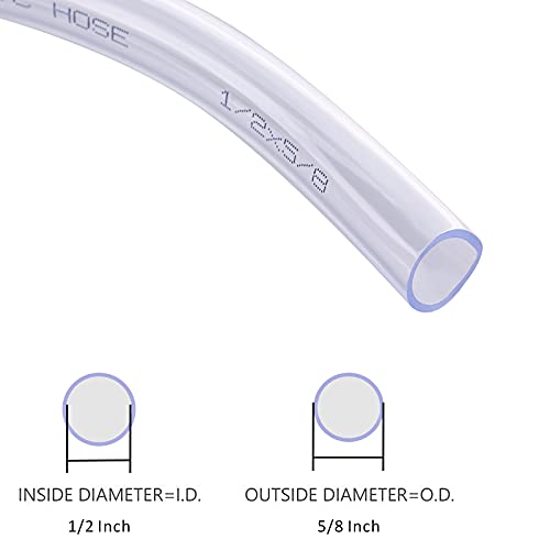 DERNORD PVC Tubing 1/2"ID X 5/8"OD Flexible Clear Vinyl Hose 25 Feet for Food Grade - size: 25 Feet, style: 1/2"ID X 5/8"OD