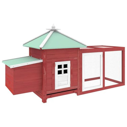 Large Chicken Coop 74.8 x 74.8 x 40.2 in Red Firwood Outdoor Run Hen House Enclosure with Weatherproof Roof, Sturdy Galvanized Frame, Rustic Finish for Backyard, Garden, Farm - color: Red