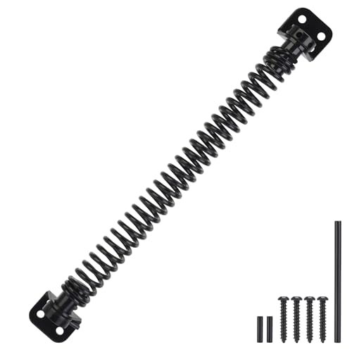 11-1/2" Gate Spring Self Closing, Heavy Duty Black Door Closer Spring, Adjustable Tensioner Automatic Outdoor Gate Closure, Gate Spring Hardware for Wooden and Vinyl Fence, 1 Pack - size: 11-1/2 Inch