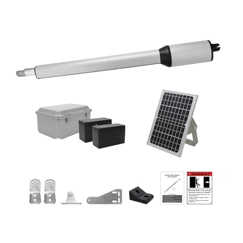 X X-HOUSE C05 Automatic Gate Opener with Solar Panel & Batteries for Medium Duty Single Swing Gates Up to 770lb Arm, 24V Motor Solar Powered Electric Gate Opener with 2 Remotes Complete Kit - size: 770lb Solar Single Gate Opener