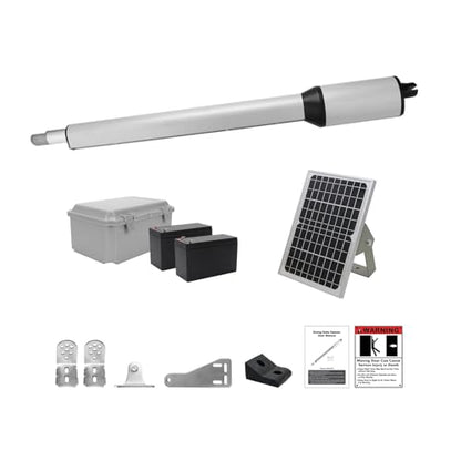 X X-HOUSE C05 Automatic Gate Opener with Solar Panel & Batteries for Medium Duty Single Swing Gates Up to 770lb Arm, 24V Motor Solar Powered Electric Gate Opener with 2 Remotes Complete Kit - size: 770lb Solar Single Gate Opener