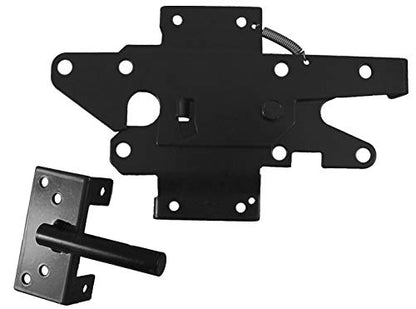 Self Closing Vinyl Fence Gate Double Gate Hardware Kit Black (for Vinyl, PVC etc. Fencing) - Double Fence Gate Kit has 4 Hinges, 1 Latch, and (1) 36" Drop Rod - size: BLACK Self-Closing Gate Hardware Kit