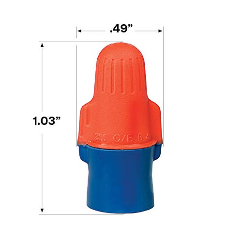 3M Performance Plus Wire Connectors O/B+, ELEC-O/B+-30, Orange/Blue Connectors, Wire Range: 2#22-3#12, Bag of 30 - size: Bag of 30