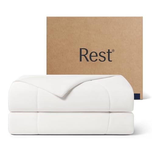 REST® Evercool® Cooling Comforter, Twin/Twin XL, Blanket for Hot Sleepers, All Season Bedding to Keep Cool for Night Sweats, Breathable Lightweight Blanket, 68"x90" Inches, Arctic White - color: Arctic White, size: Twin / Twin XL (68"x90")