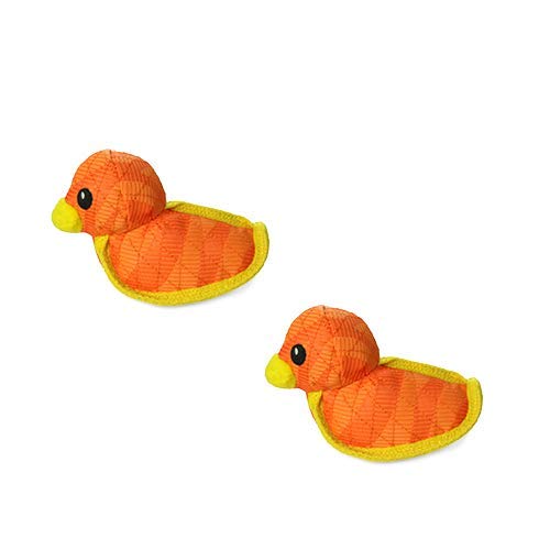 Tuffy® - DuraForce® : 2 Pack Duck Dog Toy: Ultra Durable Plush Toy with Multiple Layers & Reinforced Seams, Washable and Floats, DuraForce® Construction - color: 2PK Orange Duck