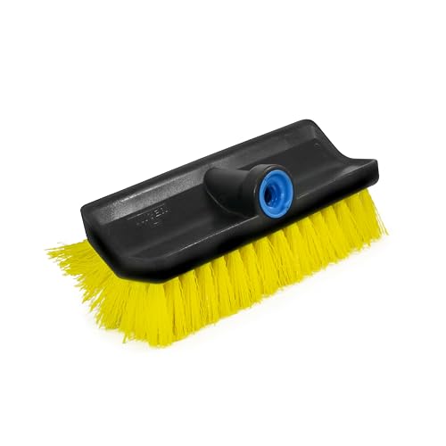 Unger Professional Hydropower Lock-On 10” Bi-Level Scrub Brush, Cleaning Supplies, Scrubber Tool, Compatible with Waterflow Poles, Use in Garage, Driveway, Deck, Concrete, Cement, & Brick(Pack of 12) - size: 10 inches (Pack of 12), style: Multi-Angle Scru