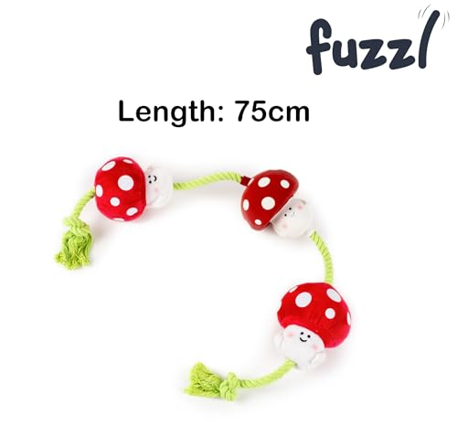 Fuzzl Tugga Magic Shrooms Dog Toy 75cm - Rope Latex and Plush Dog and Puppy Throw Fetch and Tug with Squeaker Mushrooms Enrichment - style: Rope Mushrooms