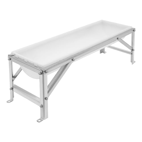 Livestock Feed Trough with Stand, 39 Inch Long 9.25 Gallon Large Capacity Heavy Duty Feeder, Portable Animal Feeding Trough for Goats, Sheep, Deer, Pigs in Backyard and Farm (White) - color: White