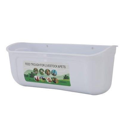 Qinlorgo 2 Pack Chicken Feeder, 5.5 Quart Hanging Fence Feed Trough, Clips with Livestock Waterer, Ideal for Goats, Ducks, Sheep, Piglets, Deer & Poultry (White) - color: White