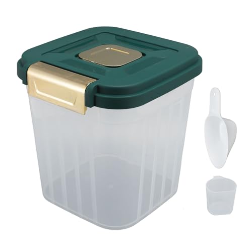 Yosoo 5KG Rice Storage Container, Sealed Bin with Lid, Pet Food Flour Grain, White, 2 counts, PP Material, for Kitchen, Pantry Organization (03) - color: 03