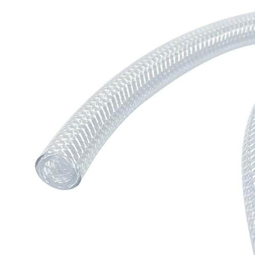 Gloxco Clear Braided PVC Tubing, Food Grade, Heavy Duty Reinforced Hose, 1/4" ID, 25 Ft Length - size: 1/4" x 25 Ft