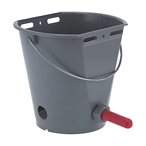 flexman 8L Cow Feeder Bucket, Lamb Milk Feed Bucket with Nipples Check Valves, Sheep Milk Feeding Bucket with Lifting Handle for Farms Livestock (for Cattle) - size: For cattle