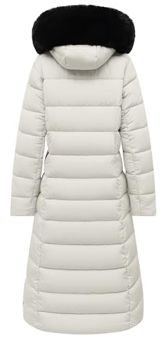 MOERDENG Women's Waterproof Long Winter Coat Thickened Down Alternative Jacket Warm Puffer Jacket Parka - color: Beige, size: XX-Large