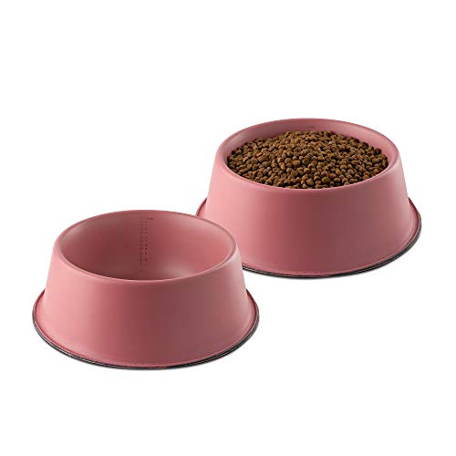 Flourish Stainless-Steel Dog Bowls | Extra Thick, Durable Pet Bowl | Non-Slip Silicone Base, Easy to Measure, Pet Bowls for Kibble & Water | for All Kind of Dogs & Cats (Pink-110 Ounces) 2PK Large - color: Pink, size: Large 2 Pack (112 oz)