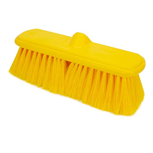 SPARTA Flo-Thru Heavy-Duty Deck Scrub Brush Nylon Bristled, Boat and Floor Scrub Broom with Protective Bumper for Floors and Large Equipment, Plastic, 9.5 Inches, Yellow - color: Yellow
