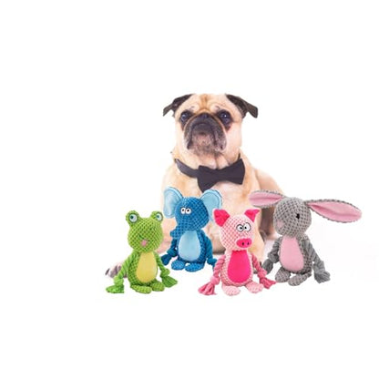 Cotton Rope Squeaky Dog Toy with Crinkle Paper – Interactive Plush Chew Toy for Small & Medium Puppies, Frog Design - color: Green