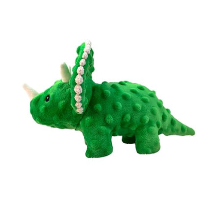 Squeaky Dog Toys Plush Dog Toy with Crinkle Paper Stuffed Durable Dog Chew Toys for Small Middle and Large Dogs Triceratops Green - color: Triceratops Green