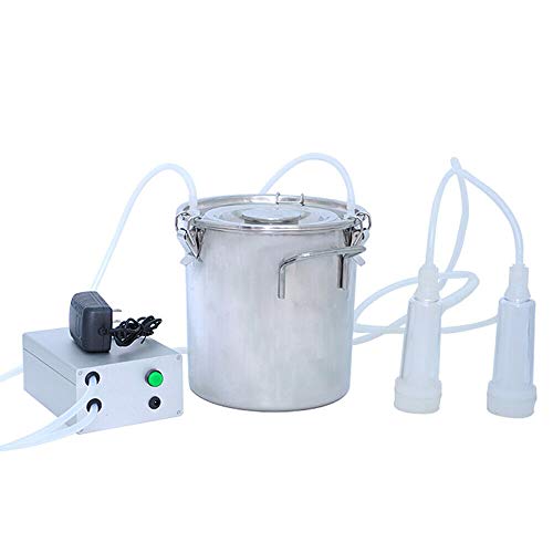Milking Machine Portable Electric Milker Vacuum Pulsation Milking Machine with 2 Teat Cups 7L Stainless Steel Milk Container Food Grade Hose Charge/Plug in (for Goat) - color: For Goat