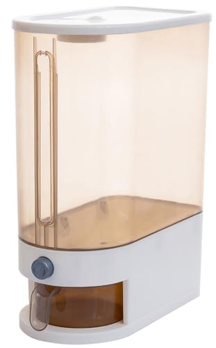 Gagee 22 Lbs Rice Dispenser, Large Grain Container Storage with Lid Measuring Cylinder Moisture Proof Household Cereal Dispenser Bucket for Kitchen Soybean Corn,Brown - color: 22 Brown
