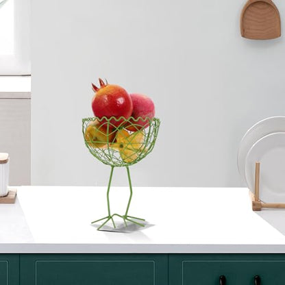 DECHOUS Wire Egg Basket with Handle, Handmade Iron Storage Basket in Light Green, Reusable Kitchen Countertop Fruit and Vegetable Holder for Egg Collection and Food Organization