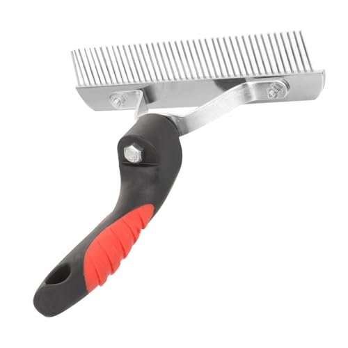 Kisangel Horse Grooming Comb with Ergonomic Non Slip Rubber Handle Durable Rake for Shedding and Mud Removal Boosting Horse Fur Cleaning and Red