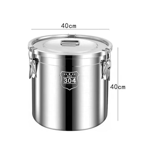 Milk Barrel, 304 Stainless Steel Airtight Canister Milk Can with Lid Airtight Barrel Grain Containers Bucket Storage Containers for Kitchen,25 * 25Cm,40 * 40Cm - size: 40*40cm