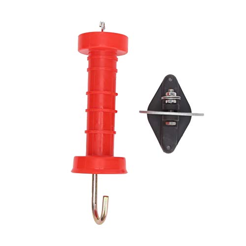10 Pcs Electric Fence Gate Handles, Heavy Duty Electric Fence Insulators Spring Gate Handles with 10Pcs Insulators