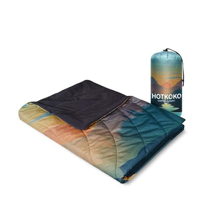 Waterproof Stadium Blanket, Fleece Camping Blanket Wearable Soft Warm Camp Blanket for Outdoor Camping, Picnic, Stadium, Sports, Beach, Car - color: Sunset