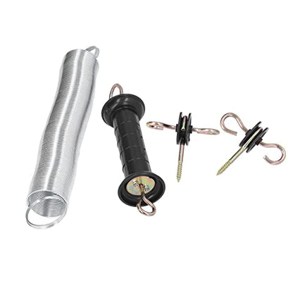 Electric Fence Gate Kit with Spring Handle and Insulated Nails, 5 - Meter Galvanized PP Iron Gate Accessory for Livestock Electric Fence Systems
