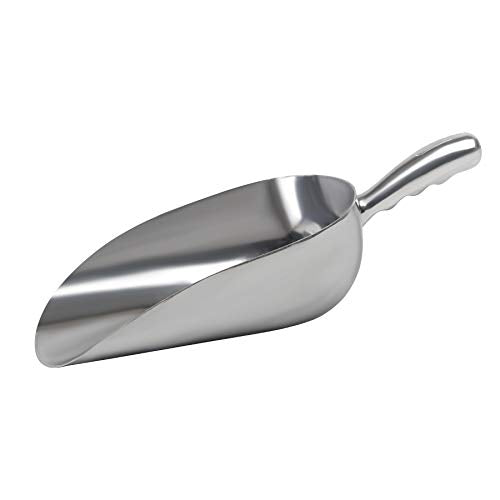 Cast Aluminum Utility Scoop - 38 oz. - Round Bottom, ice scoop For Multi-Purpose Use, With Finger Groove Handle (38 oz.) - size: 38 oz