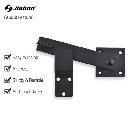 6" Barn Door Flip Latch Sliding Door Latch Gate Latch for Fence, Shed Door, Farm Gate, Solid Metal Heavy Duty Iron Hardware, add More Security and Privacy, Matte Black