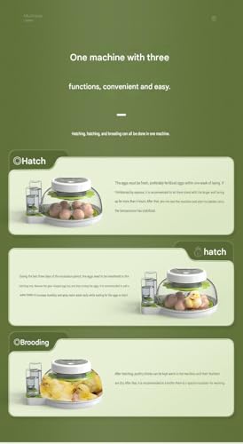 JUJOJB Egg Incubators for Hatching Eggs, Egg Incubator with Temperature and Humidity Control, Egg Candler, Automatic Egg Turner, Clear Window Incubator for Chicks Duck Quail Eggs