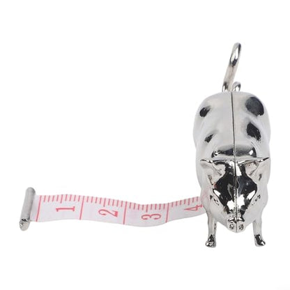 Pig Measuring Tape Antique-Inspired Pig Figurine for Mini Tape Measure Retractable Ruler for Tailors, Quilting, Crafts, Sewing Kit Accessory(15CM Silver 2PCS)