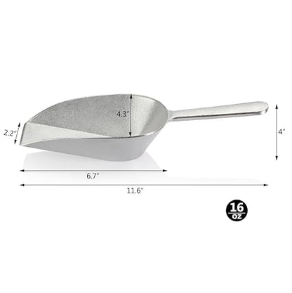 New Star Foodservice One-Piece Cast Aluminum Flat Bottom Bar Ice Flour Utility Scoop, 16-Ounce, Silver - size: 16-Ounce