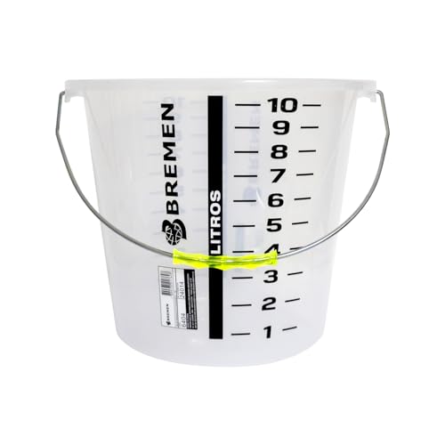 2.5 Gallon Graduated Bucket with Handle | Multipurpose Large Container, Heat & Chemical Resistant (-40°C to 200°C) for Industrial and Home Use（1 pack） - color: White-10L, size: Pack of 1