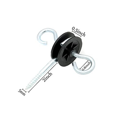 12 Pcs Farm Electric Fence Gate Handle Anchors, Wood Post Screw-in Electric Fence Insulator, Black