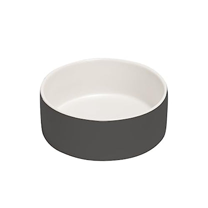 SPUNKYJUNKY 13.5OZ Ceramic Dog and Cat Bowl, Modern Cute Weighted Food Water Bowl for Replacement White-Grey (1 Pack) - color: White-grey, size: 1.7 CUPS