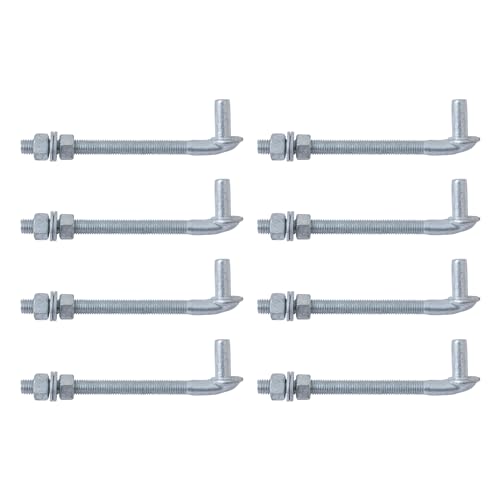 VIVIDA J Bolt Gate Hinge 8 inch, Chain Link Fence Gate J Bolt Post Hinge with 5/8" Male Pin, Galvanized Steel, Nuts & Washers Included, 8 Pack - size: 8" (8 PCS)