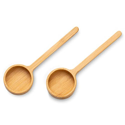 Wooden Coffee Scoop Measuring Scoop for Spices and Glass Jars with Bamboo Lids - color: bamboo 2 pcs
