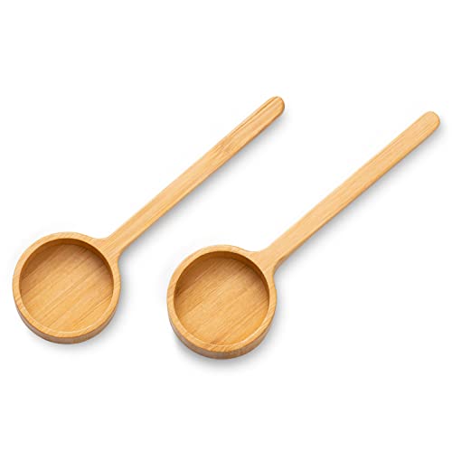 Wooden Coffee Scoop Measuring Scoop for Spices and Glass Jars with Bamboo Lids - color: bamboo 2 pcs