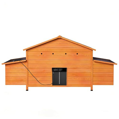 Automatic Chicken Coop with Solar-Powered Door and 2 Nesting Boxes – Weatherproof Ventilated Coop for Backyard Chickens with Timer Light Sensor