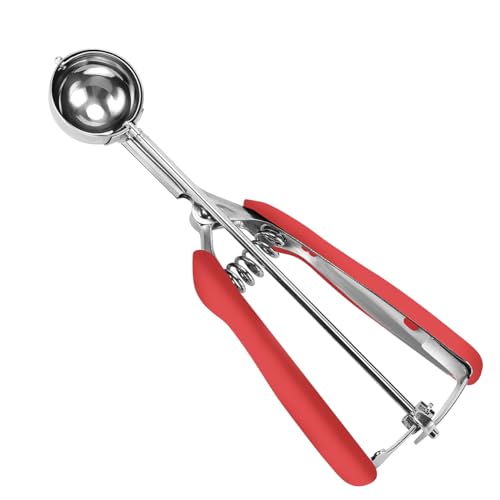 Small Cookie Scoop 1 Tbsp, Cookie Dough Scoop, 1 Tablespoon Cookie Scoops For Baking, Red Handle, Spring-Loaded, 18/8 Stainless Steel, Comfortable Grip - color: Red, size: #60/ 1 Tbsp