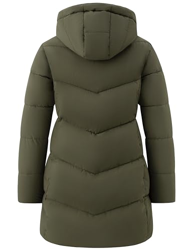 wantdo Women's Warm Winter Coat Hooded Puffer Jacket Long Parka (Available in Plus Size) - color: Army Green, size: Medium